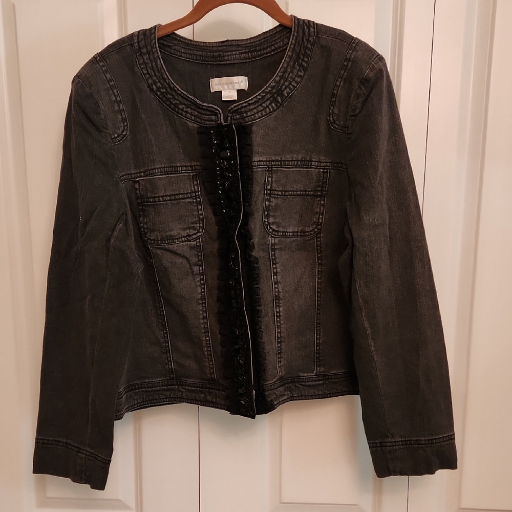 Christopher & Banks Dark Gray/Black Stretch Denim Jacket